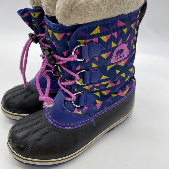 Sorel Yoot Pink Purple geometric Insulated Waterproof Duck Snow Boots Size 5‎ - Picture 2 of 10